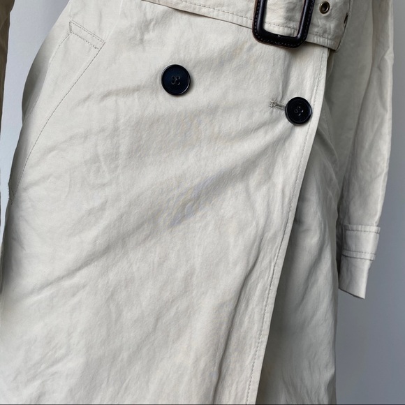 ARITZIA T Babaton tan Trench Coat Jacket Sz XXS Button Closure & Belted - Picture 7 of 14